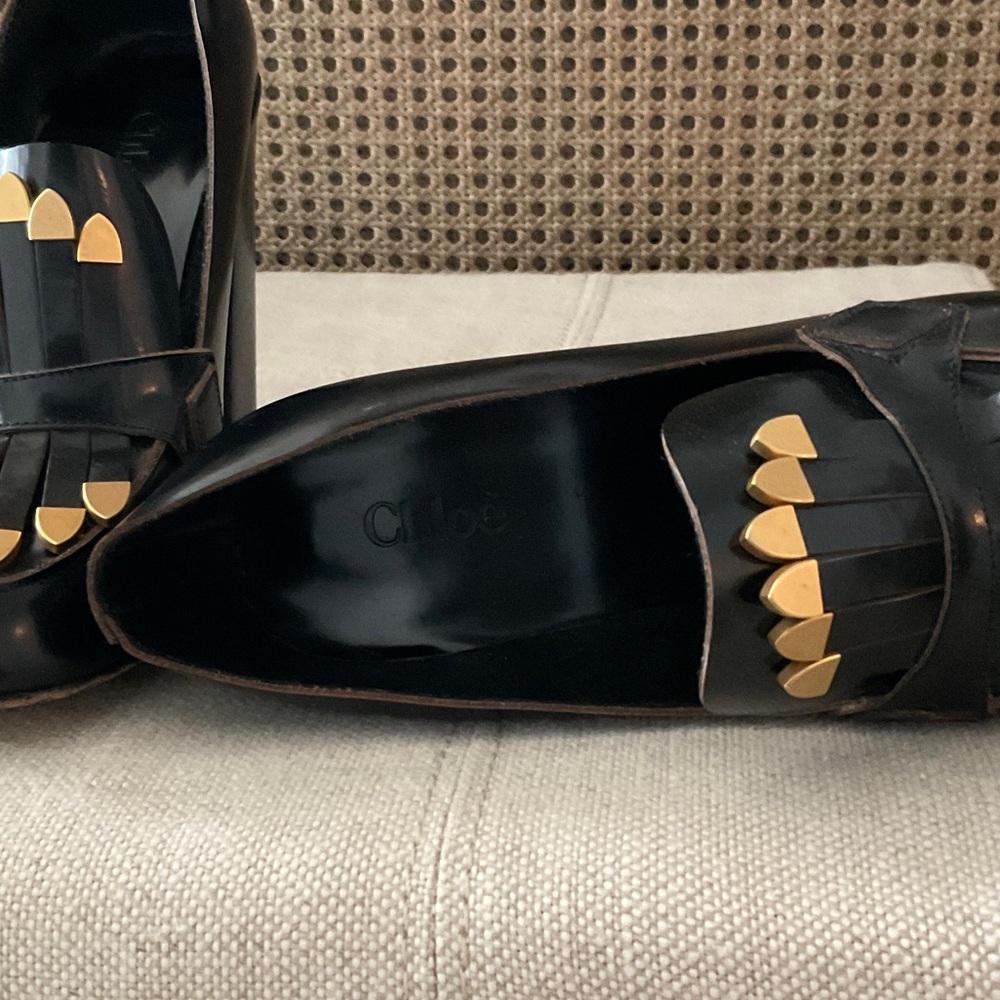 Chloe Black and Gold Heels - Picture 3 of 5